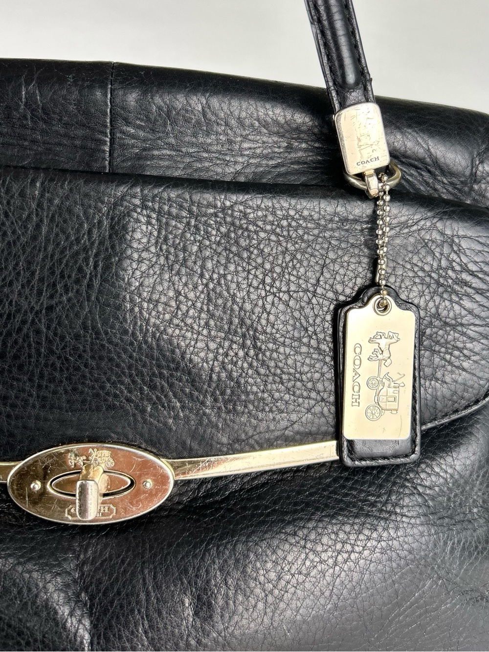 Coach Madison Madeline Black Leather Flap Purse Bag Satchel - Picture 9 of 15